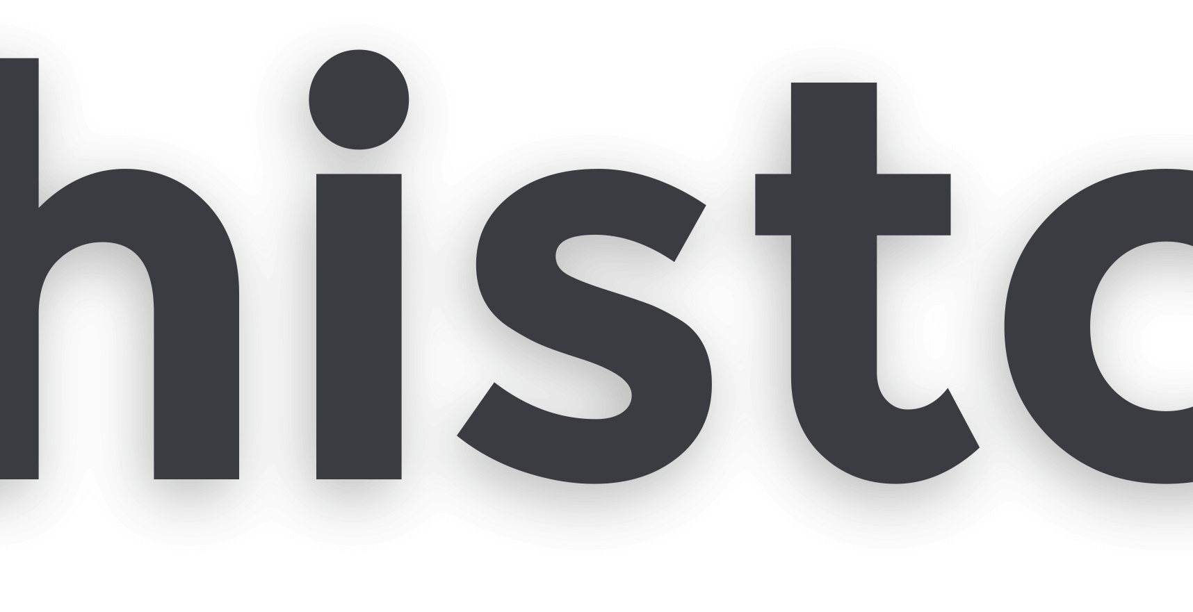 "hist" logo in dark gray, stylized with a wave-like effect around the letters.